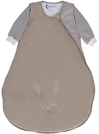Sterntaler Baby Unisex Schlafsack Baby Schlafsack Langarm 90cm Hase Happy - Schlupfsack Baby, Pucksack Baby, Strampelsack - braun, 90cm