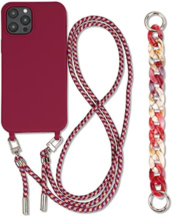 Emlivi Handykette Hülle mit Armband für iPhone 11 Pro Max Necklace Handyhülle Nylon Schultergurt Silikon Cover mit Kordel zum Umhängen Schutzhülle mit Band Case für iPhone 11 Pro Max, Rot