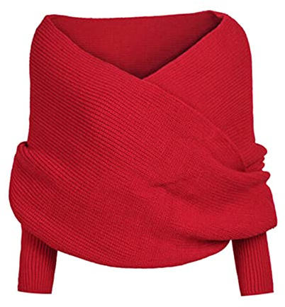 Damen Strickpullover Tops Schal Strickschal Cape mit Ärmel Wrap Winter Warm Schal Schals Zubehör
