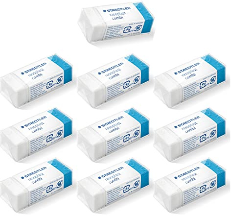 Staedtler Radierer rasoplast combi phtalat- und latexfrei, 10 Radiergummis in Weiß-Blau