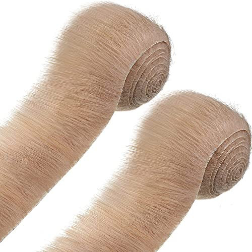 2 Stück Kunstfell Band, Kunstfell Bordüre Weich und Flauschig Fellband Breite DIY Dekoband Bordüre Rolle Handwerk Nähen Basteln Kunstpelzband Patch Band für Pantoffel Kragen Teppich,5cmx150cm