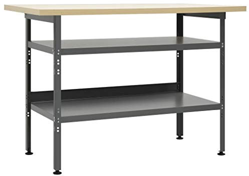 Chusui Werkbank, Werktisch, Arbeitstisch, Schweißtisch, Maschinenuntergestell, Grau 120×60×85 cm Stahl