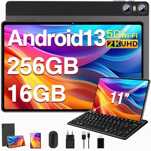 SEBBE Tablette 11 Pouces Écran 2K Tablette 16 Go RAM+256 Go ROM (TF 1 to), Tablette Tactiles avec Processeur Octa-Core 2.0 GHz, 5G WiFi, 10000mAh, 8+20MP, Tablette PC 2 en 1 - Brun