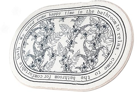 Badezimmerteppich, oval, Retro, schwarz-weiß, rutschfeste Badematte mit Gummi-Rückseite, weich, saugfähig, maschinenwaschbar, Badematte, Teppiche, Eingangstürmatten, S (40 x 60 cm), C)