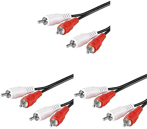 goobay 50028 Stereo Cinchkabel 1,5m / 2x Cinch-Stecker auf 2x Cinchstecker/RCA Kabel Subwoofer Kabel für Blu Ray Verstärker HiFi Stereo/Cinch Kabel 1,5m / Schwarz (Packung mit 3)