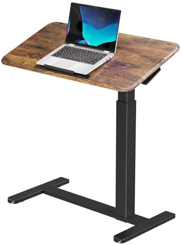 JYLH JOYSEEKER Mobiler Stehpult, Höhenverstellbarer links/rechts Nachttisch, 90° neigbar, tragbarer Laptop-Schreibtisch mit Rollen, faltbarer Computerwagen für Krankenhaus-Heimgebrauch, Rustikales