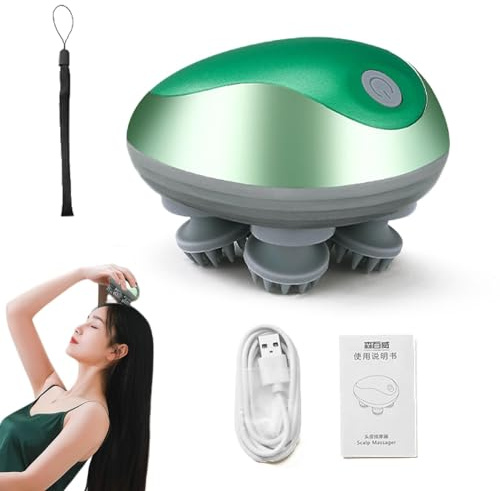 Masajeador automático del cuero cabelludo, masajeador eléctrico del cuero cabelludo | Masajeador de cabeza recargable vibrante para el cabello | Rascador de cabello portátil impermeable | cabelludo | Masajeador de cabeza recargable vibrante para el cabello | Rascador de cabello portátil impermeable
