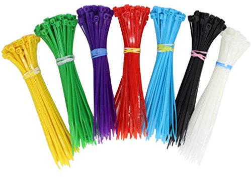 GODLOVEM Coloured Cable Ties, 100mm x 2.5mm, Pack of 210, 4 Inch Premium Small Nylon Zip Ties 7 Colors- Red/Yellow/Blue/Green/Purple/Black/White for Home Garden Office