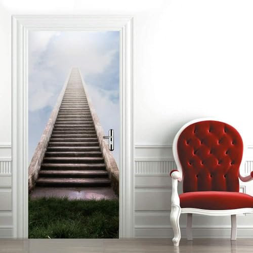 Türtapete Selbstklebend Kreative Gerade Treppe 95 X 215 Cm Türtapete Selbstklebend Türposter,Fototapete Selbstklebend 3D Pvc Türaufkleber Diy Türbild,Türfolie Poster Tapete - Kinderzimmer Woh 0