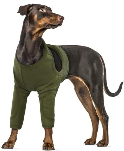 Traje de Recuperación para Perros, Body Postoperatorio Camisa de Recuperación después de la Cirugía Codera para Perros Patas Delanteras (Verde Militar, 3XL)