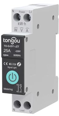 Btkigl 1 pôle 10A 16A 25A 32A 40A 63A Tuya Zigbee commutateur de disjoncteur intelligent maison intelligente télécommande sans fil commutateur de disjoncteur Zigbee (25A avec compteur)