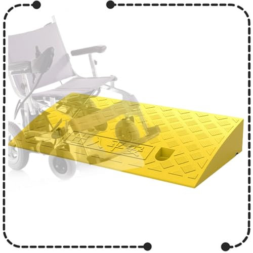 IMUNKT Rampe Voiture De Chargement Rampe De Bordure Hauteur 3-19cm Rampes De Trottoir en Plastique Rampe De Seuil Antidérapante pour Fauteuil Roulant Camion Vélo Moto(Yellow,50x22x5cm)