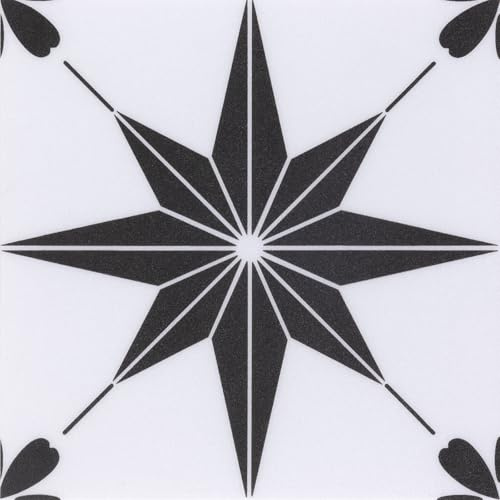 Floor Tiles Self Adhesive, Peel and Stick Floor Tiles, Vinyl Flooring | For Kitchen Bathroom Living Room Waterproof Black White 20X20cm 20pcs