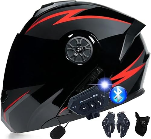 Casco de Moto Modular Bluetooth para Adultos, Mujeres y Hombres - Integral Con Auriculares Bluetooth de 150 m - Homologado ECE B, M57-58CM