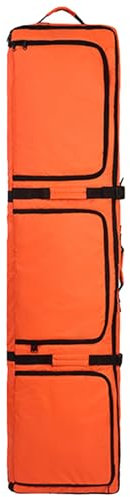 Lzyjck Doppelte Skitasche mit Rollen Gepolsterte, wasserdichte Snowboardtasche mit Rollen Rollbare Snowboardtasche Faltbare Skitasche mit Rollen Perfekt für unterwegs,Orange