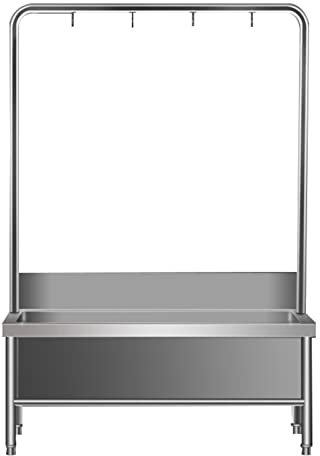 CNBYDK Wischbecken aus Edelstahl zur Bodenmontage, Wischbecken für gewerbliche Nutzung, Robustes Ladenspülbecken mit verstellbaren Metallbeinen, Wischhaken,