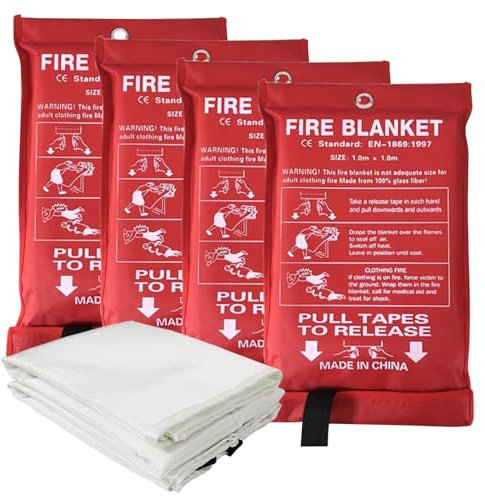 YIWEOG Mantas ignífugas de emergencia para el hogar y la cocina, manta de extinción de incendios de 39 x 39 pulgadas, cubre la fuente del fuego y aísla el aire, manta ignífuga de fibra de vidrio para