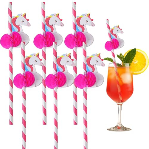 XIEXIESHER Cannucce di Carta colorata 3D, 50 Pz, unicorno cannucce colorate per Cocktail e Spiaggia, Decorazioni Tropicali con Tema Hawaii, per bevande fredde, succhi (Colori Casuali)