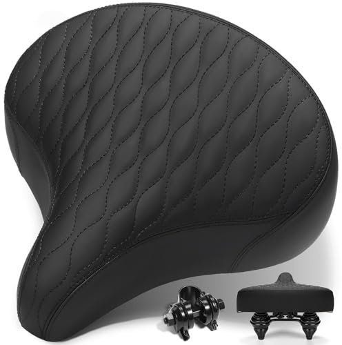 CDYWD Extra Breit Klassischer Fahrradsattel Herren & Damen, Bequem, Weich, Ergonomisch, Bequemer Vintage Fahrradsitz, Universal Ersatz Fahrradsättel für Mountainbike, Cityrad, Ebike, Heimtrainer