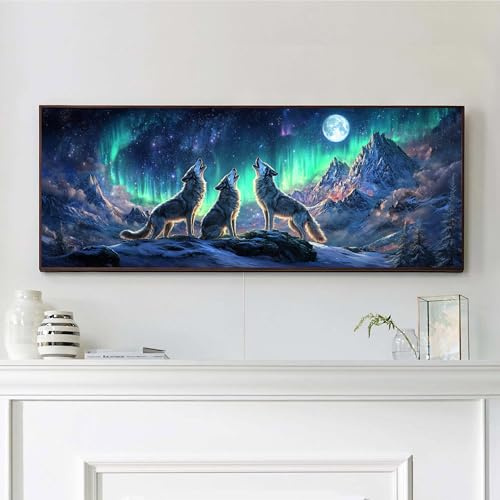 VAIIEYO 5D DIY Wolf Diamond Painting Groß, Tier Diamant Painting Groß xxl Bilder Malerei Kits, Malen Nach Zahlen Diamant Home Wand Decor Gemälde Kreuzstich Diamond Dekoration 30x80cm-1