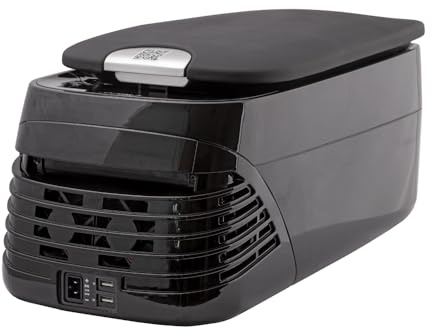 Yolco CX8 BLACK Mini Kompressor Kühlbox 8L – Tragbarer Auto Kühlschrank mit Kühl- & Heizfunktion 12V/24V DC & Steckdose, Gefrierfunktion bis -18°C