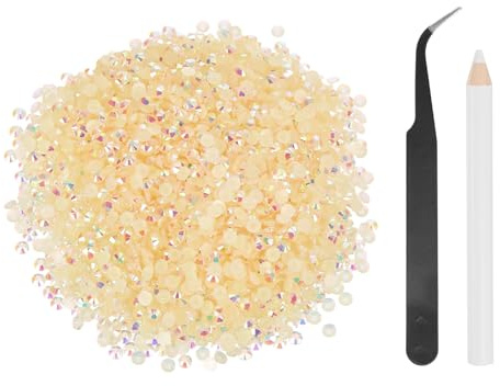 sourcing map 4000 diamantes de imitación de resina con parte trasera plana, SS16 de 4 mm, gemas redondas de brillo a granel con herramientas de recogida para manualidades, vasos, tazas, ropa, champán