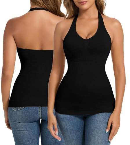 Joyshaper Tank Top for Women Shapewear Vest Tummy Control Cami Built in Bra Halter Body Shaper Camisole Tops Undershirts