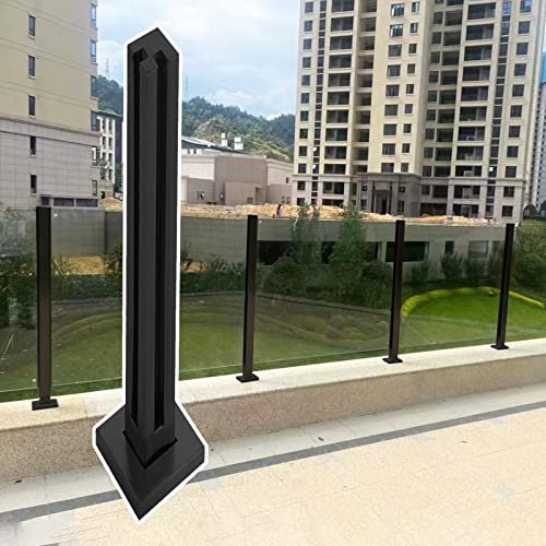 Poteau de balustrade carré en verre robuste noir pour escalier, balcon et terrasse – 74,9 cm de hauteur, balustrade durable avec vis, idéal pour la sécurité de la terrasse et du jardin