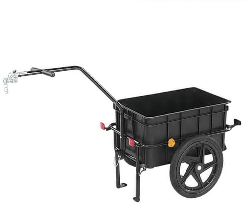 SAYEYBU Remorque à VéLo et Chariot 2 en 1 avec Coffre Rangement Amovible 50 Kg, Housse ImperméAble et Pneus Robustes, Roues de Chariot Multifonctions pour Transport et Transport,Noir