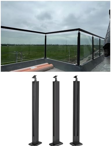 Poste de barandilla de vidrio de aluminio fácil de instalar con adaptador, resistente y estable para pasillo, 850 mm, columna de metal duradera para decoración moderna del hogar