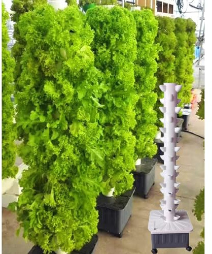 Hydroponic Tower, Hydroponic Vertical Growing, Hydroponic Vertical Tower with 15 Floors and 45 Holes Aquaponics and Farm Greenhouse Hydroponic Grow, Hydroponics Tower Set for Vegetable Plant