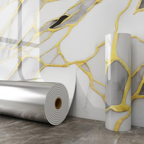 ANLIKY-Pro Adesivo da parete in marmo, autoadesivo, sfondo 3D, 40 x 300 cm, IXPE PVC, autoadesivo, pannelli da parete fonoassorbenti per diverse superfici, liscio e ruvido