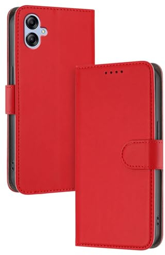 AMAZE!UK A07 case Compatible With Samsung Galaxy A07 Phone Case Leather Flip Protective Wallet Style Kickstand Magnetic Schockproof Cover (Red)