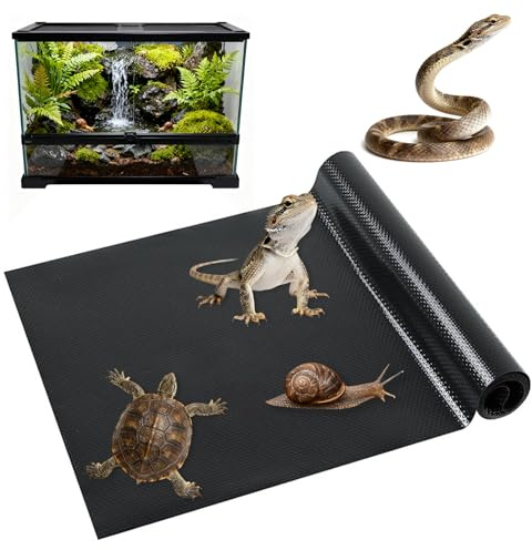 Bvxchg 45x180cm Reptile Carpet Bearded Dragon Substrates Waterproof Tortoise Bedding Mat Large Non-Stick Reptile Carpet for Lizards Snakes Tortoise Snake Tortoise Accessories Black