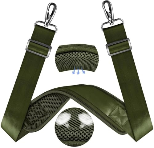 ZINZ Tracolla Universale da 60 con Imbottitura Fissa Traspirante Ultra Spessa Tracolla Regolabile per carichi Pesanti per Borsa per Laptop Borsa a Tracolla Borsa da Palestra,Verde militare