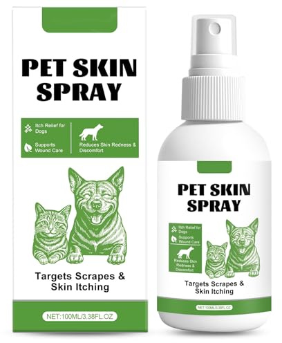 AmiCera Pet Spray for Dogs, Dog Skin Care, Treatment for Dog Itchy Skin & Ear Relief – Soothes Allergies & Itching – Fast Acting,Safe Formula for Dogs Cats, Home Travel Daily Skincare, 100ml