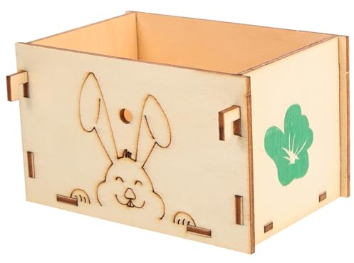 Homoyoyo Holz Futtertrog für Kaninchen und Meerschweinchen Nagerresistenter Futterspender mit Integriertem Napf Glatte Oberfläche Langlebig für Kleintiere Wie Hamster und Kaninchen