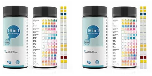 Rastapulz 16-In-1-Wassertest-Kits, 200 STÜCKE Trinkwasser-Teststreifen, Leitungs- und Brunnenwasser-Teststreifen und E-Tests für PH, Blei, Chlor