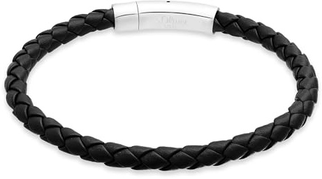 s.Oliver Herren Schmuck – Armband aus Leder mit Edelstahldetails – Klassisch, Zeitlos und Maskulin – Perfekte Geschenkidee