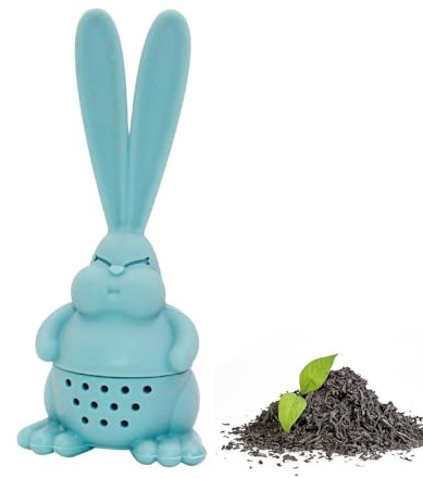 Bunny Teesieb - Angry Rabbit Tea Steeper mit 2 großen Ohren,Hitzebeständiges Silikon-Tee-Ei, Tee-Ei für losen Tee für eine Tasse oder eine Tasse, Ostergeschenk für Männer
