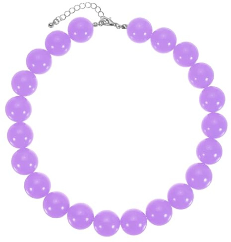 sourcing map Chunky Beaded Necklace, Adjustable Acrylic | Round Beaded Necklace for Women