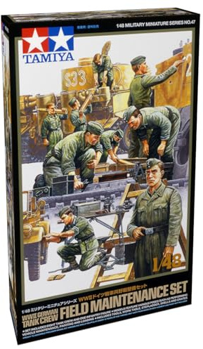 Tamiya 300032547-1:48 WWII Diorama-Set Feld-Instandsetz, Earth Tones Gold Camouflage Farben