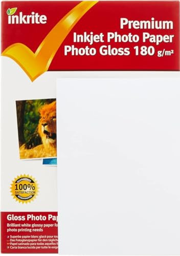Inkrite PhotoPlus Premium Paper Photo Gloss 180gsm A4 (20 Sheets), White