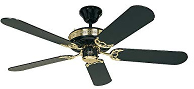 CasaFan Black Magic Deckenventilator (Ø x H) 132cm x 335mm Flügelfarbe: Schwarz, Messing (poliert)