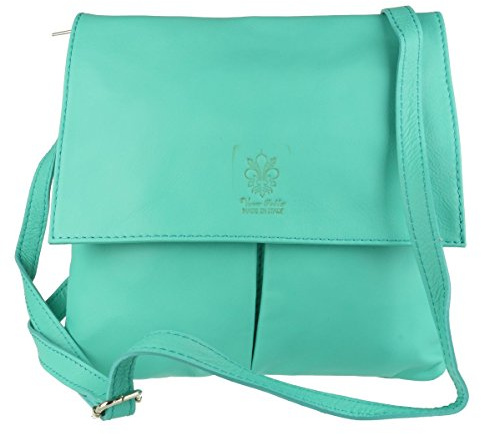 Girly Handbags Femme Double Pocket cuir italien Messenger Bag (Turquoise)