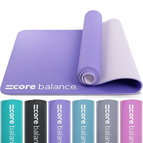 Core Balance Yoga Mat, TPE Gymnastics and Training Mat for Fitness, Pilates and Gymnastics With Carry Strap, 183cm x 65cm x 0.6cm (Lilac Blush)