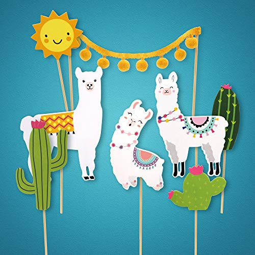Regendeko Bunt Alpaka Lama Kaktus Die Wüste Party Kuchendekoration Cake Toppers Geburtstagskuchen Deko (Alpaka Familie)