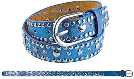 bb-Klostermann Gürtel Nieten Herz & Stern blau 70 cm 22539 - Kindergürtel