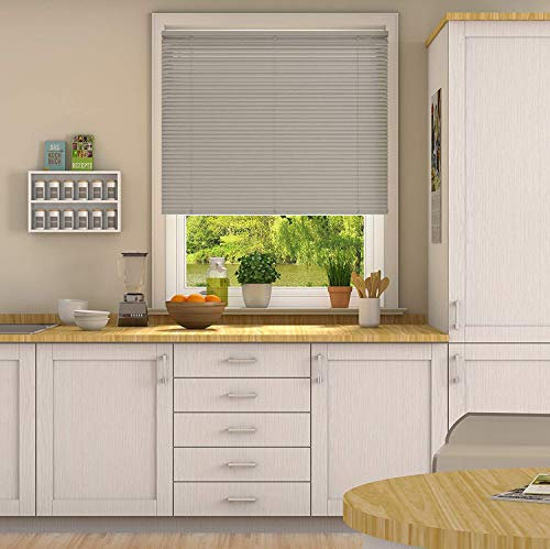 25mm Slat PVC Venetian Blind 152cm Drop (Grey, 85cm (33.46))