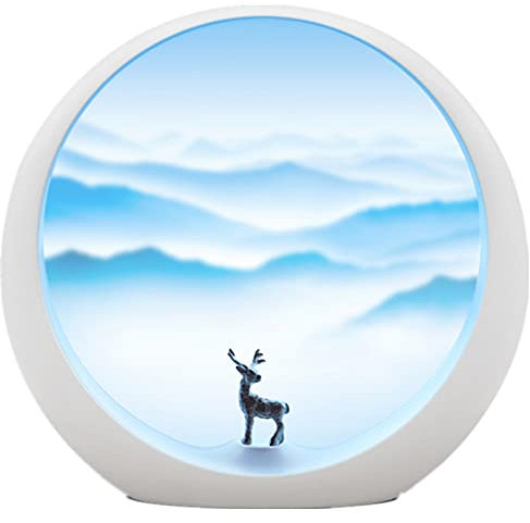 Mond Umgebungslicht Jahrestag Hochzeit Valentinstag Geschenkideen Kunst Dekoration, USB Projection Lamp mit Touchschalter, Dekorative Nachtlampe für Schlafzimmer, Liebe unter dem roten Mond-Berg